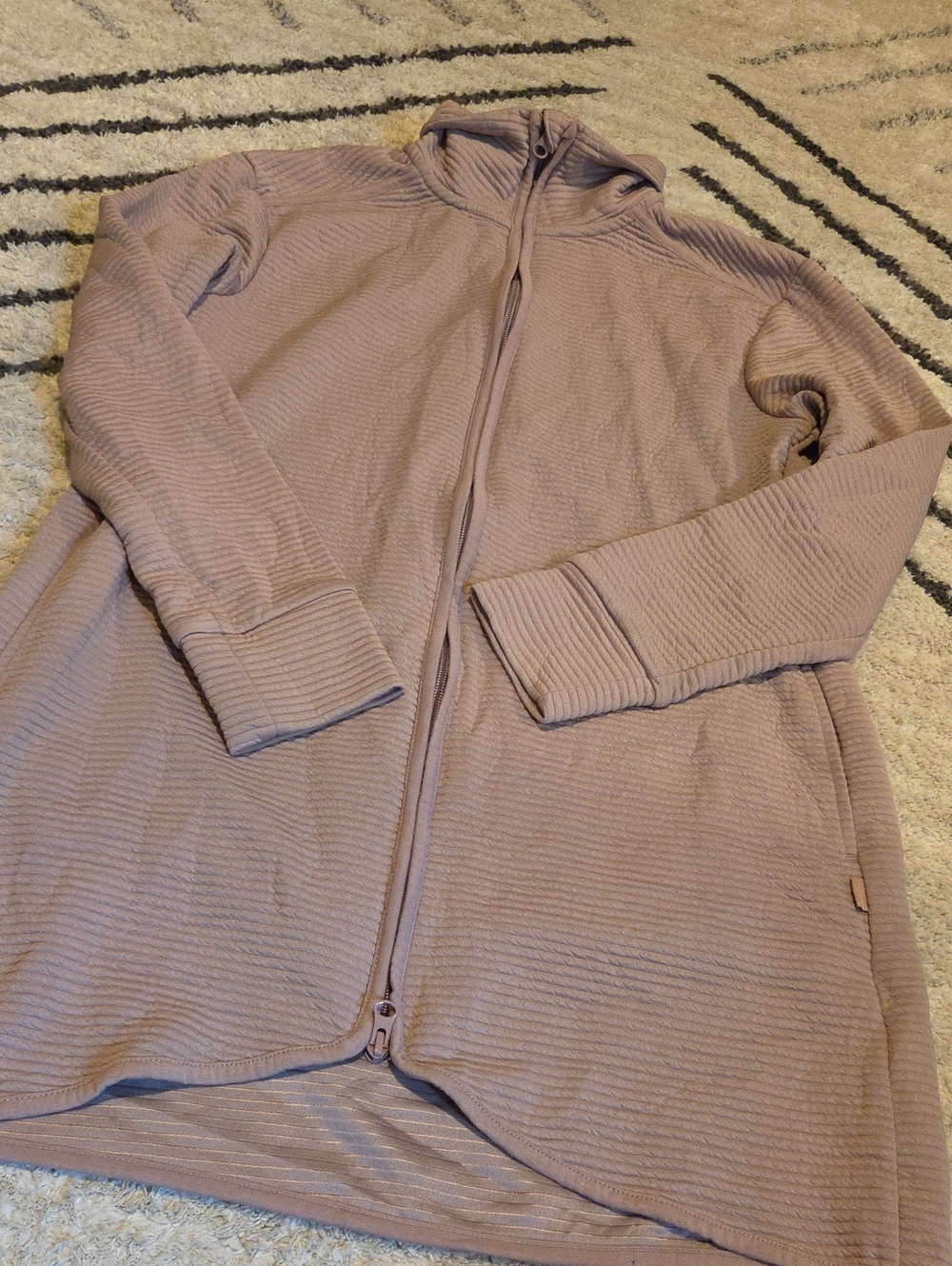 MPG Mauve Ribbed Zip Hoodie Jacket